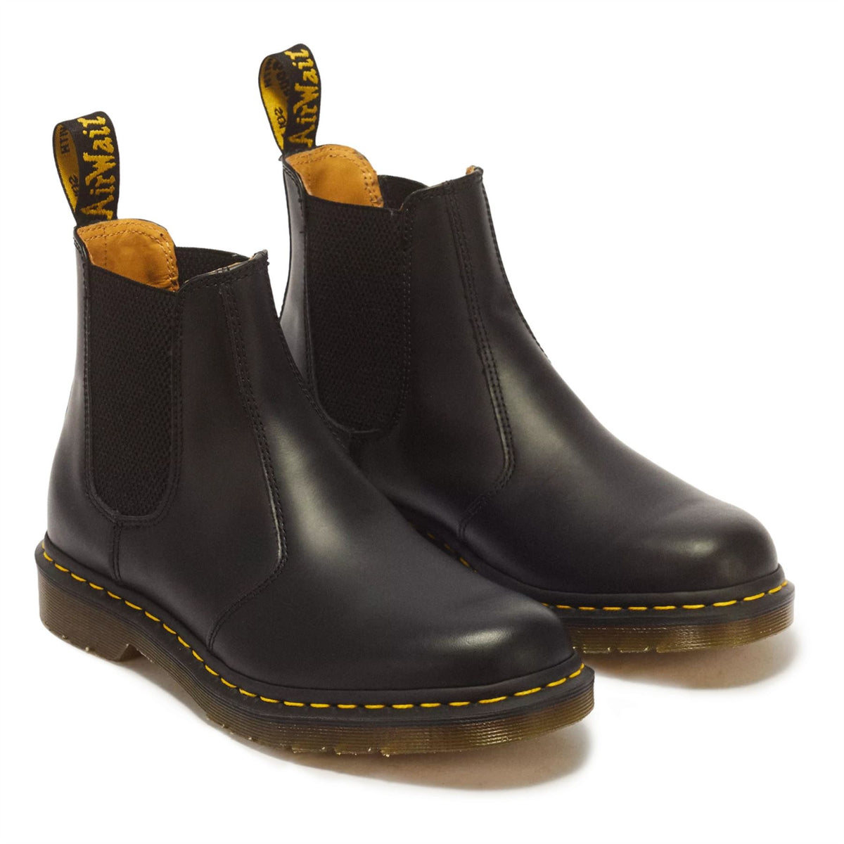 Dr Martens 2976 Yellow Stitch Black Leather Chelsea Boots - 22227001
