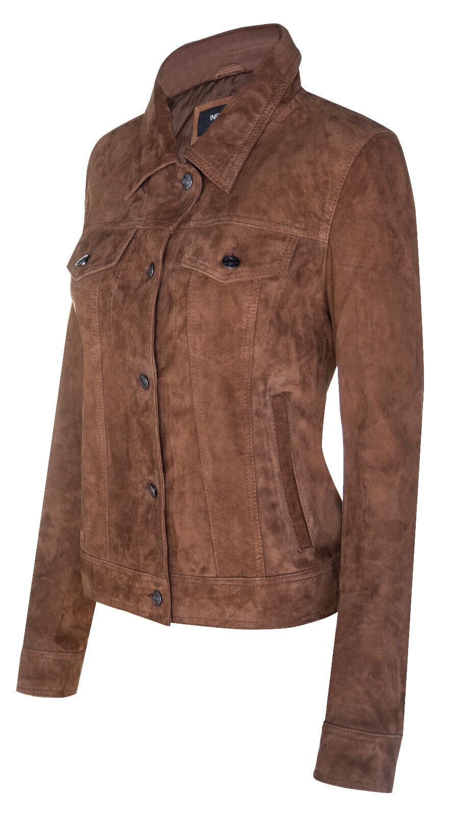 Womens Classic Suede Trucker Jeans Jacket-Neston
