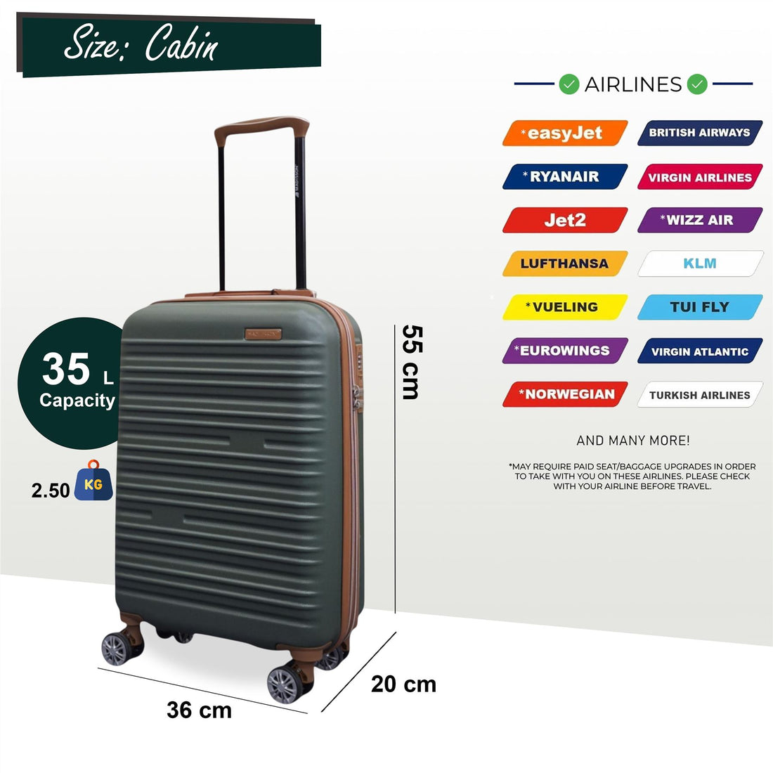 Armidale Cabin Hard Shell Suitcase in Green