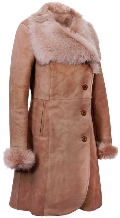 Womens Suede Merino Shearling Toscana Coat -Rochford
