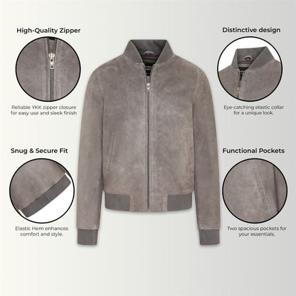 Mens Soft Goat Suede MA-1 Varsity Bomber Jacket  - Uxbridge