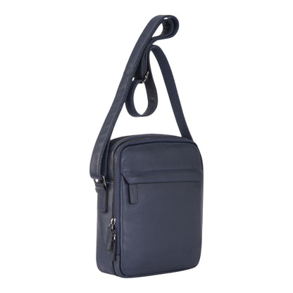 Genuine Leather Navy Vintage Messenger Crossbody Travel Bag - Hawthrone
