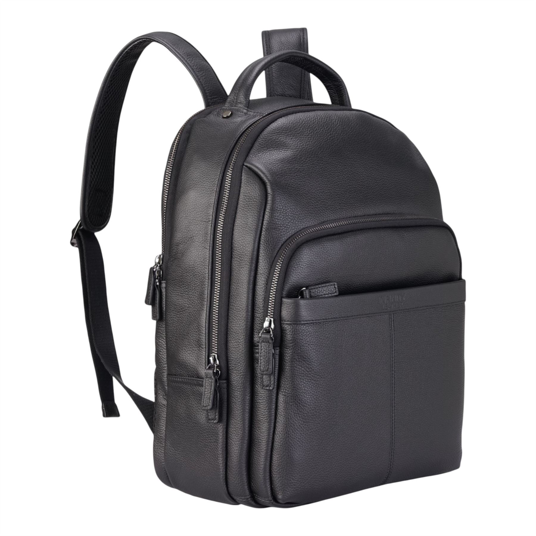 Genuine Leather Black Vintage Rucksack Laptop Bag Travel Backpack - Capri