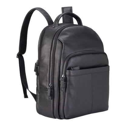 Genuine Leather Black Vintage Rucksack Laptop Bag Travel Backpack - Capri