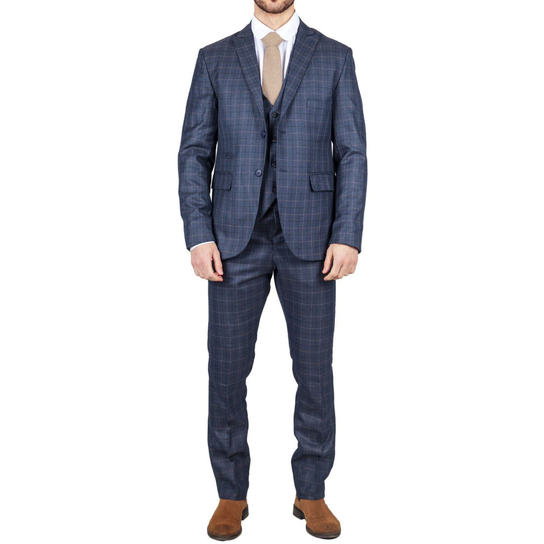 Mens IM2 Classic Plain Blue 3 Piece Suit - Upperclass Fashions 