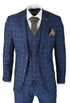 Mens 3 Piece Suit Blue Gold Check Peaky Blinders 1920 Gatsby Smart Vintage Suit - Upperclass Fashions 