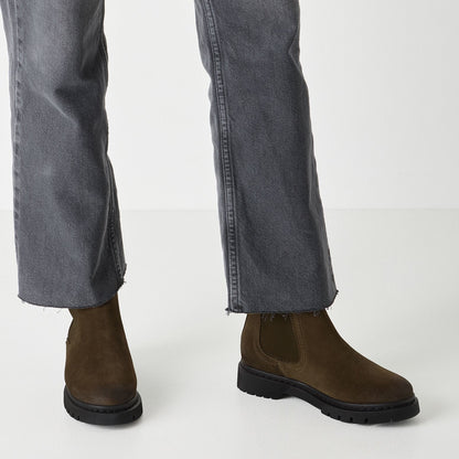 Tamaris Womens Olive Green Suede Leather Classic Chelsea Ankle Boots