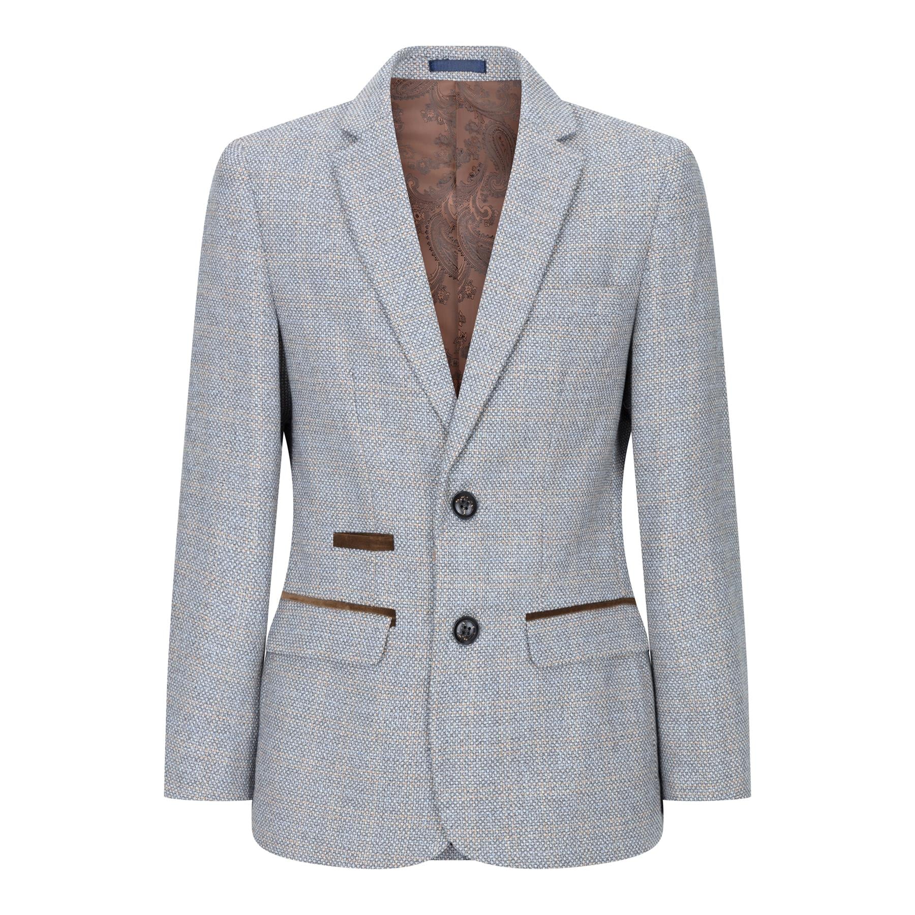 Boys 3 Piece Cream Tweed Check Vintage Retro Suit