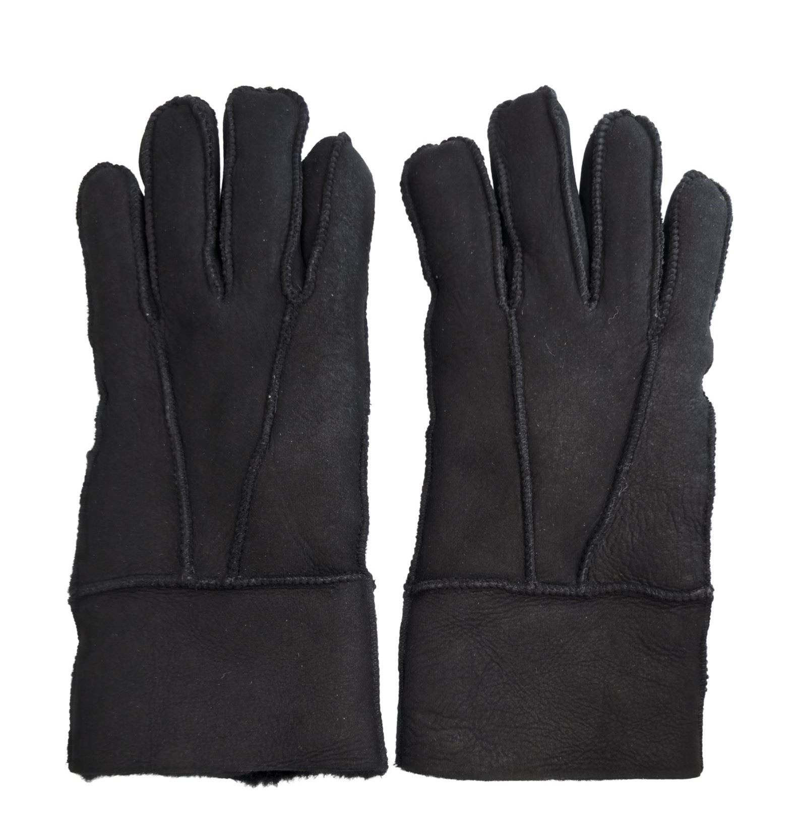 Unisex Sheepskin Suede Gloves with Roll Up/Down Cuff