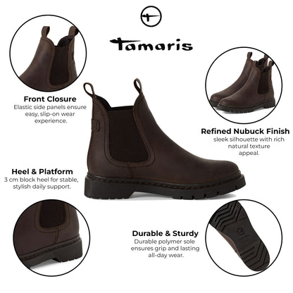 Tamaris Womens Brown Leather Classic Chelsea Ankle Boots