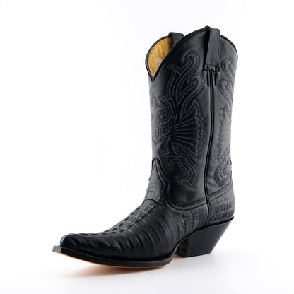 Grinders Black Leather Western Cowboy Boots – Carolina