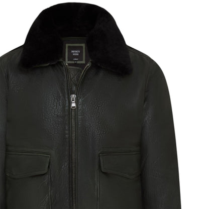 Mens Leather Aviator Bomber Jacket - Lunar