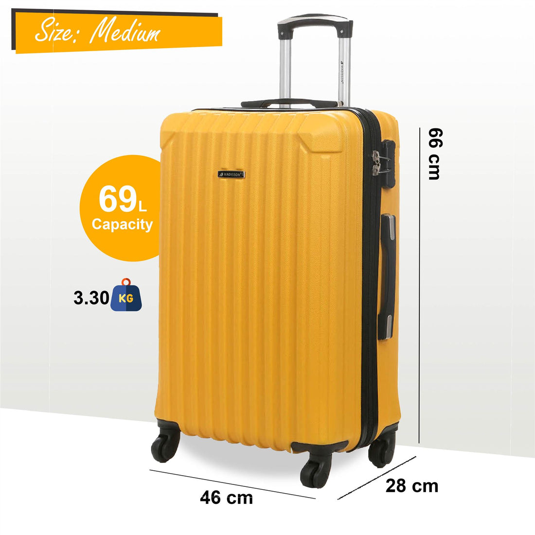 Corowa Medium Hard Shell Suitcase in Yellow