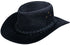 Australian Black Western Style Cowboy Outback Real Suede Leather Aussie Bush Hat - Upperclass Fashions 