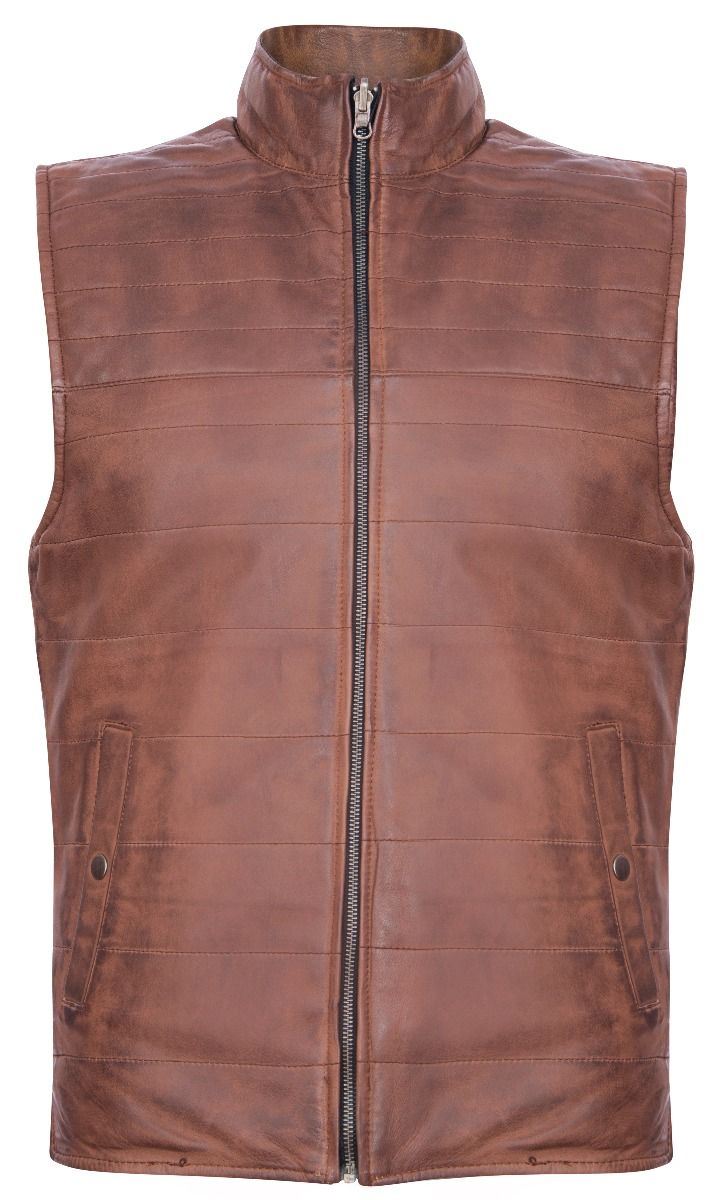 Mens Dual-sided Black and Brown Leather Gilet-Grassington