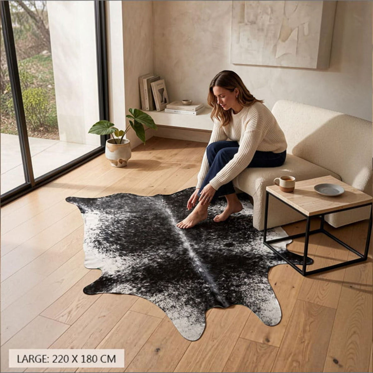 Genuine Cowhide Natural Leather Hairon Rug - Salt &amp; Papper