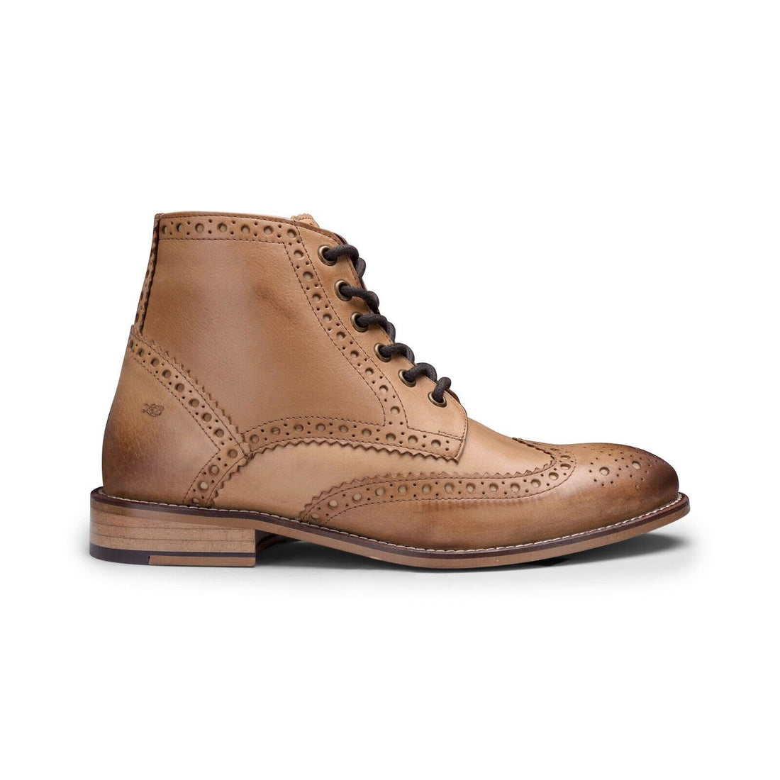 Mens Classic Oxford Tan Leather Gatsby Brogue Ankle Boots - Upperclass Fashions 