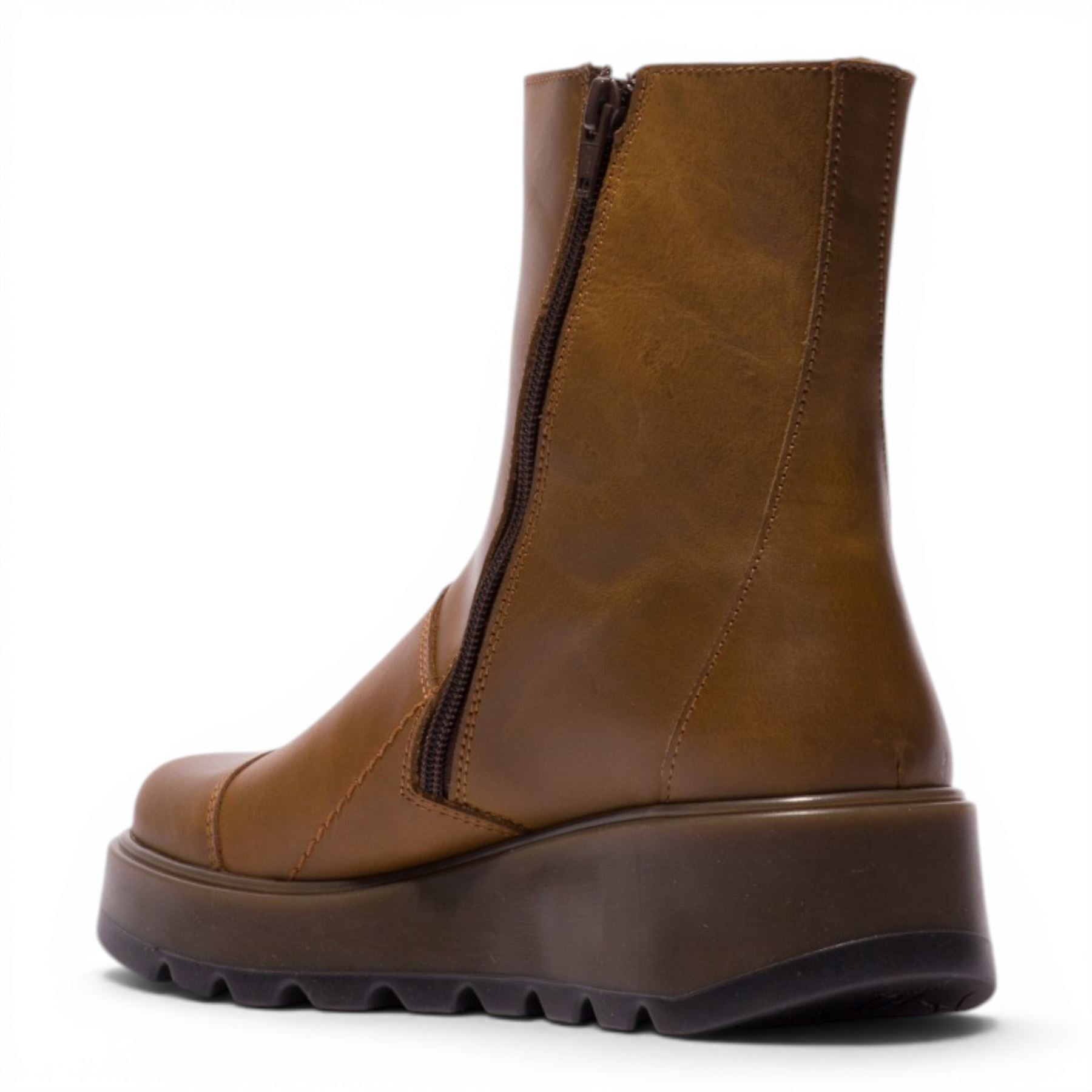 Fly London Women’s Tan Leather Zip-up Platform Ankle Boots - TARP553FLY