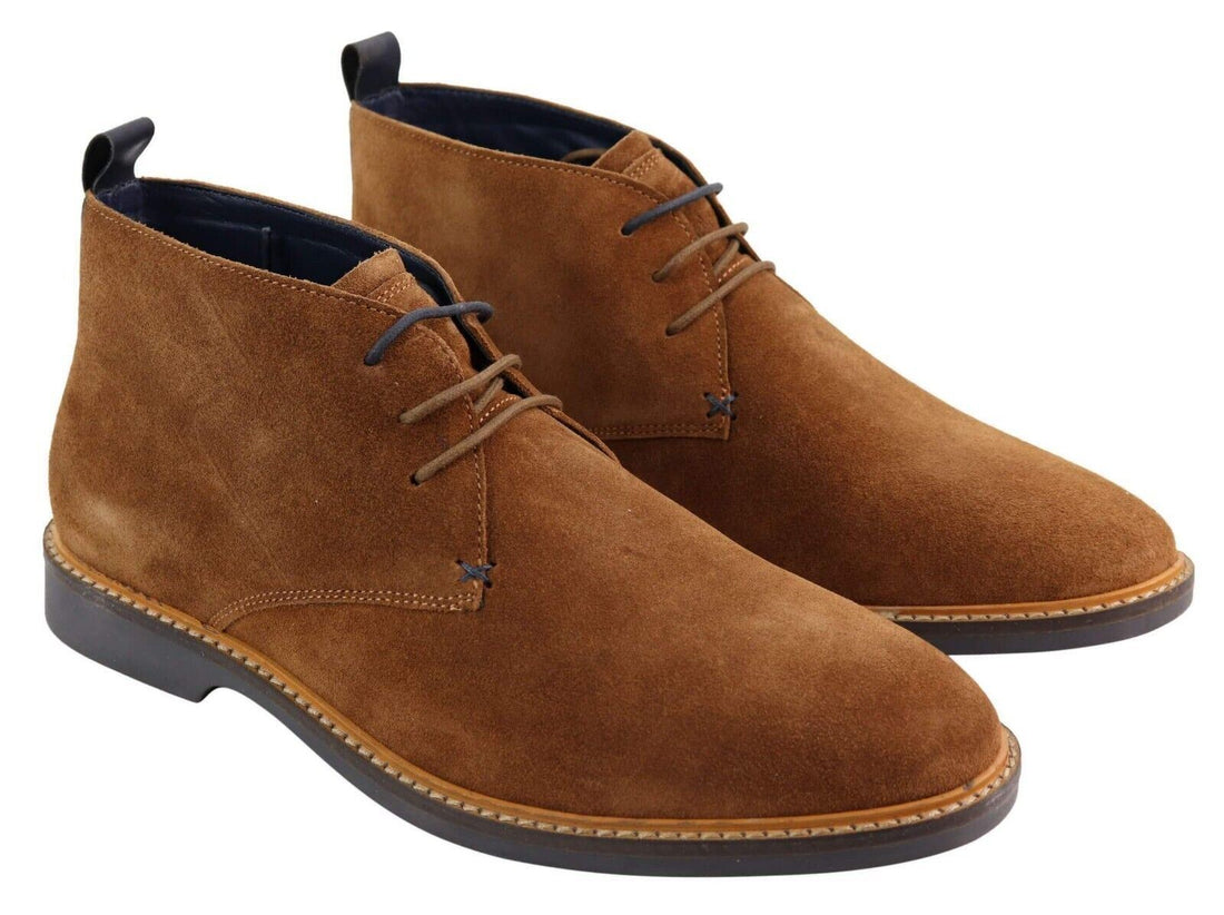 Mens Tan Suede Lace Up Chukka Boots - Upperclass Fashions 