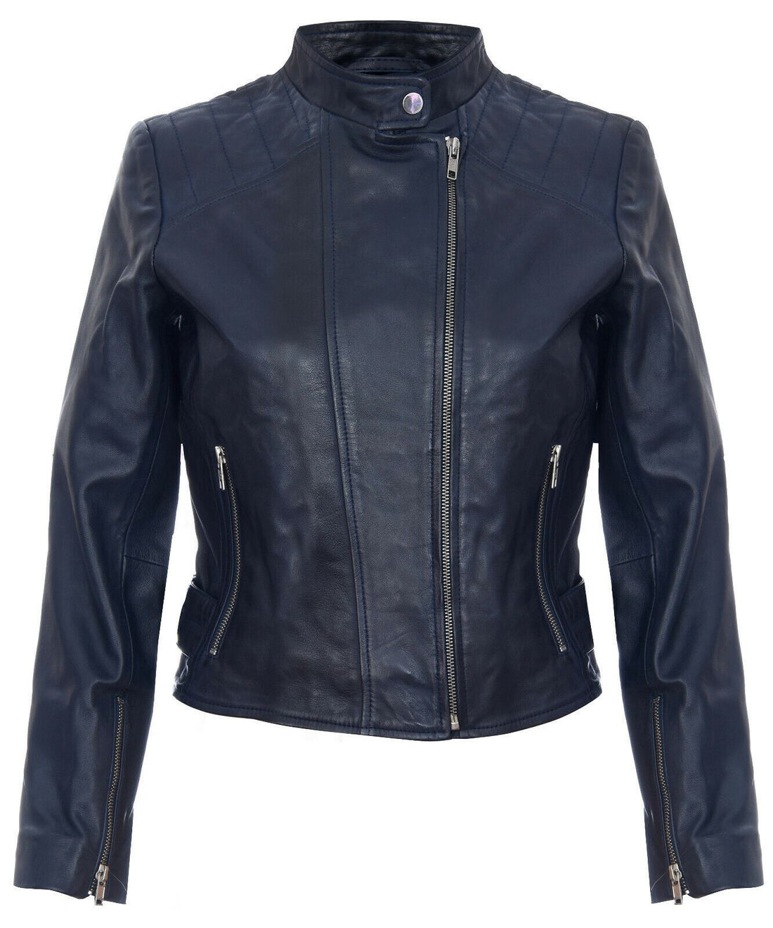 Womens Vintage Leather Biker Jacket-Marlow