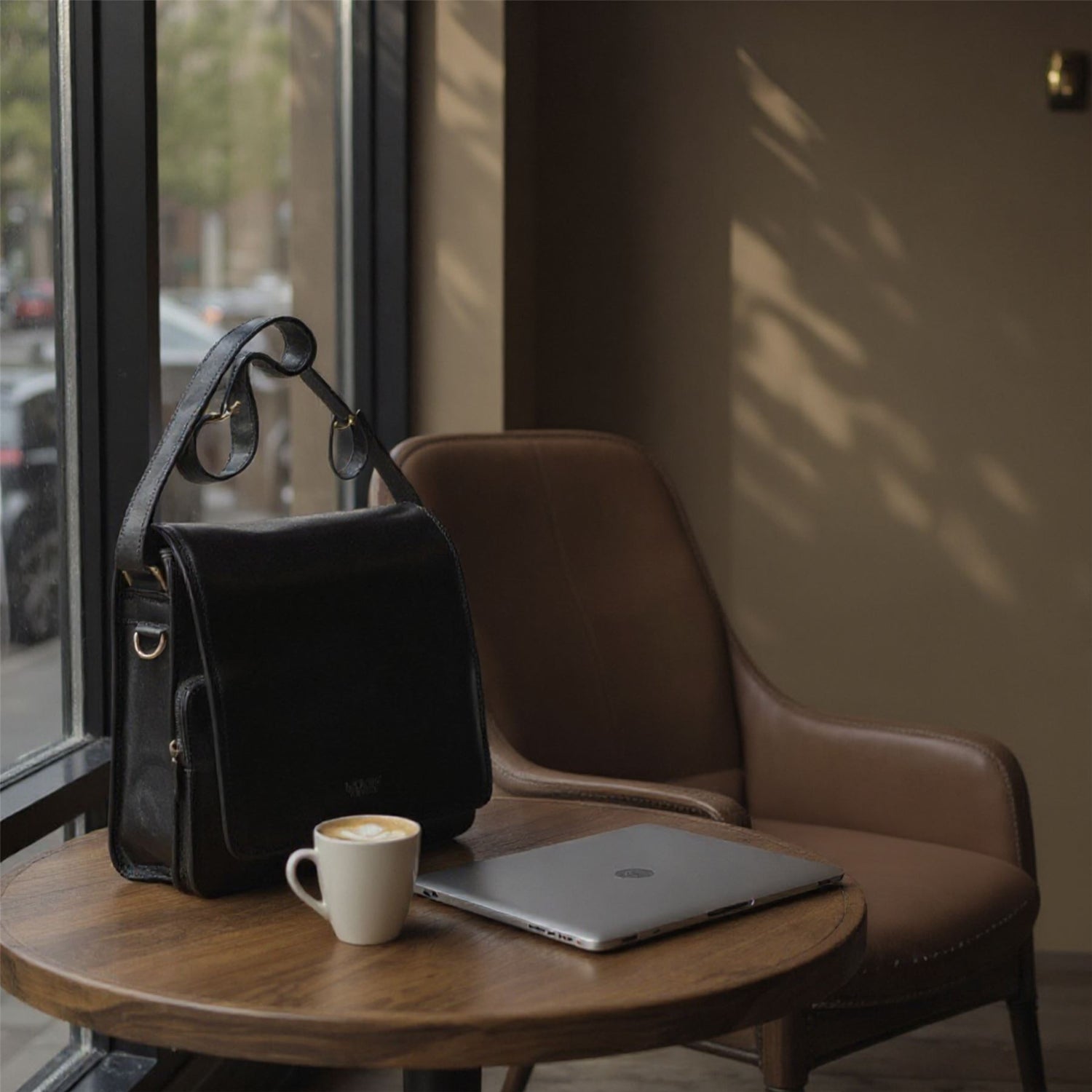 Leather Vintage Black Messenger Shoulder Crossbody Travel Business Bag - Ranger