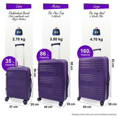 Brookwood Set of 3 Hard Shell Suitcase in Purple