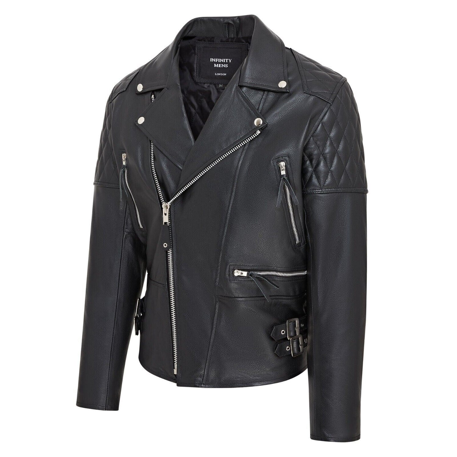 Mens Cowhide Leather Brando Biker Jacket - Tottenham