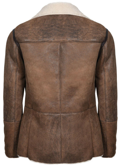 Mens Double Breasted Shearling Sheepskin Coat-Kington
