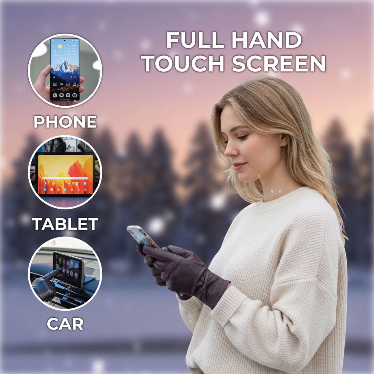 Womens Italian Leather Winter Bow Design Soft Wool Lining Gloves - L-GLV-401