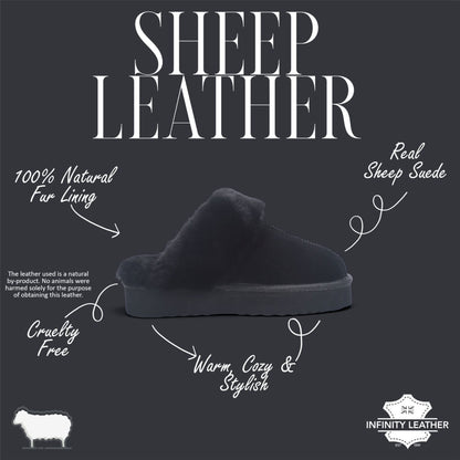 Womens Genuine Sheepskin Fur Mule Winter Slippers