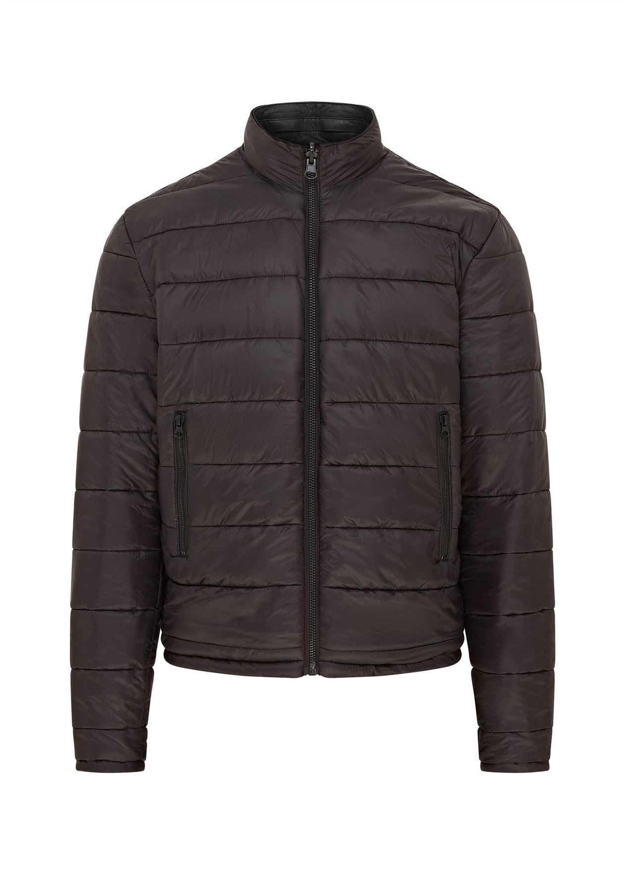 Mens Hooded Reversible Bomber Leather Jacket - Raufoss