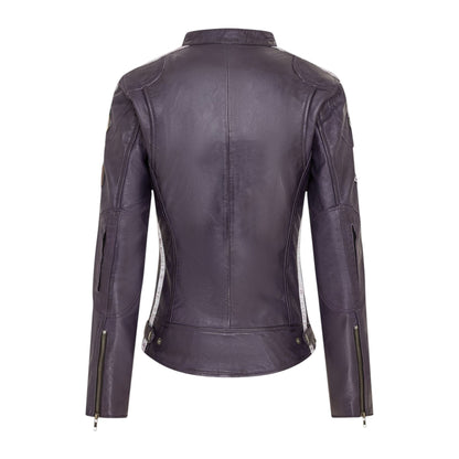 Womens Biker Racing Badges Leather Jacket-Eastleigh