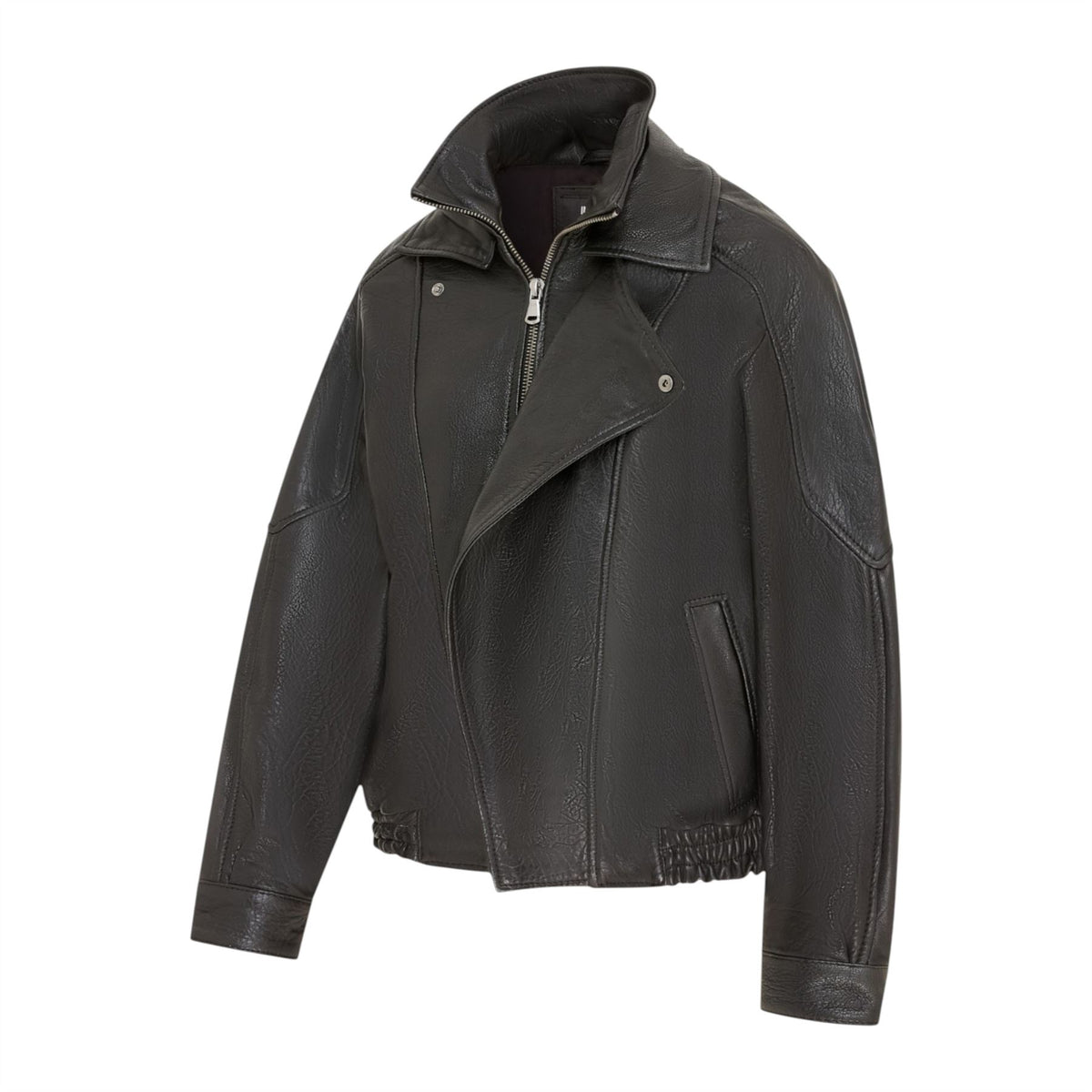 Womens Leather Biker Blouson Oversized Jacket - Big Bomber