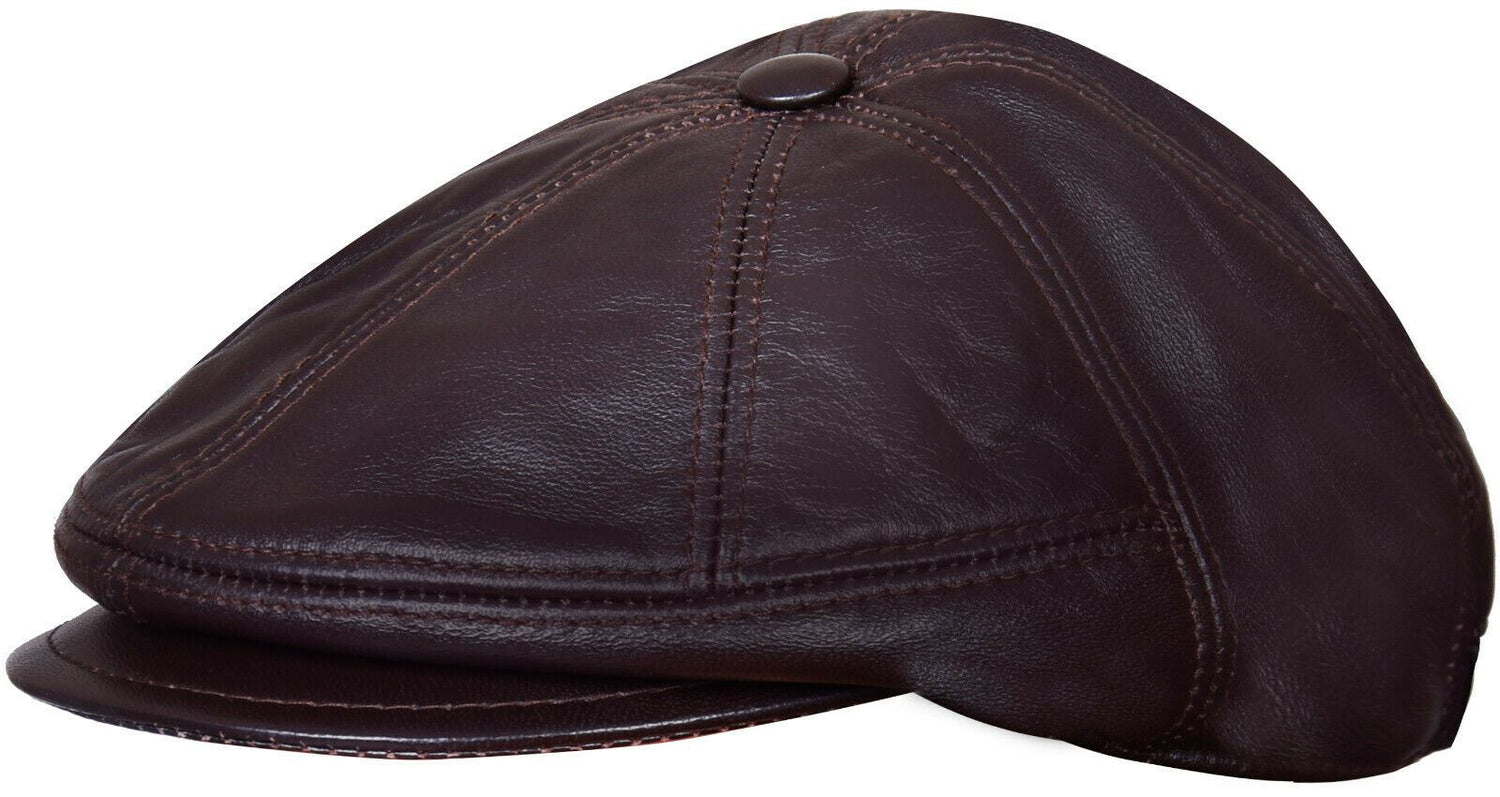 Peaky Blinders Newsboy Real Leather Gatsby Cap Hat Flat Cabbie Bakerboy - Upperclass Fashions 