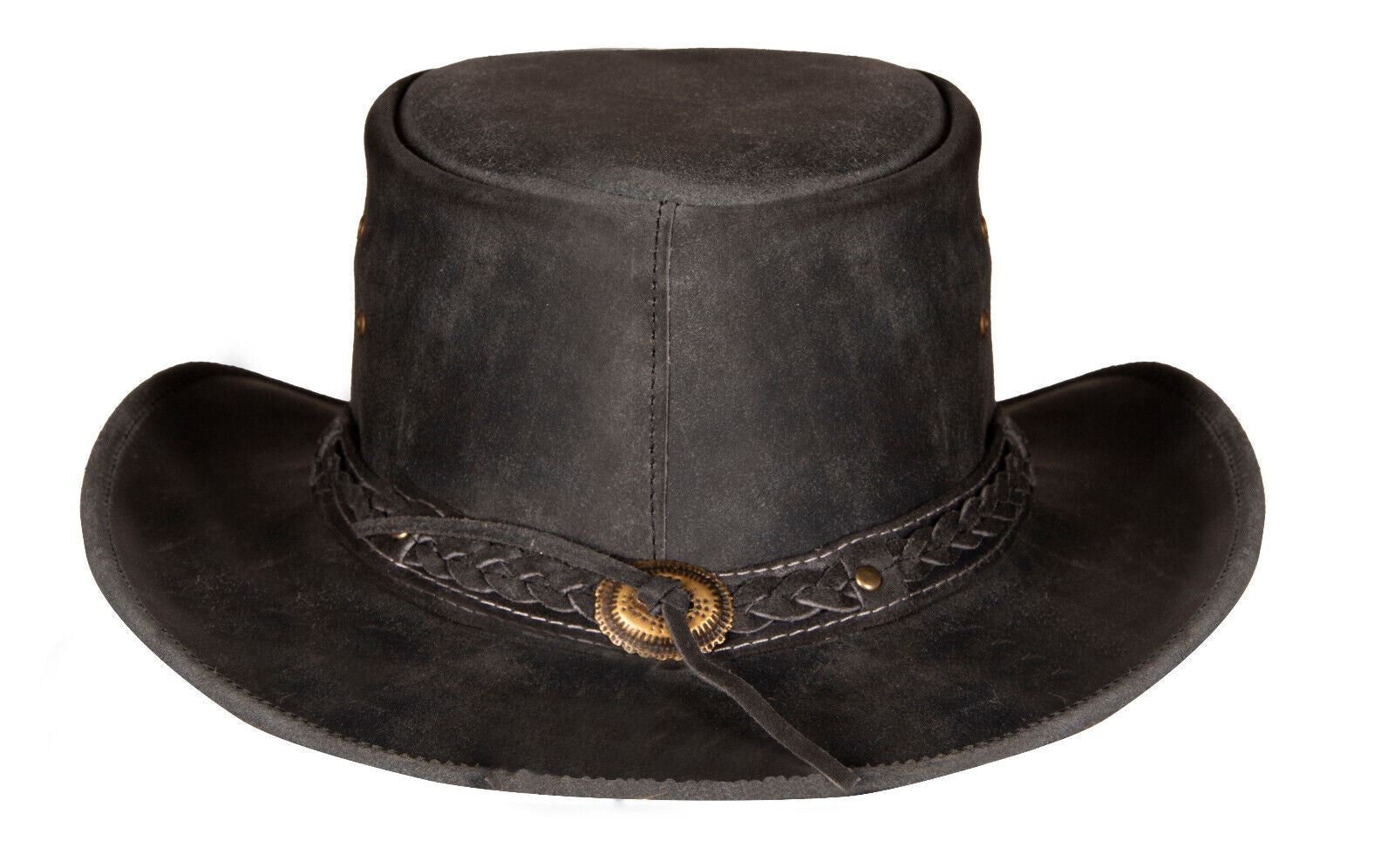 Cowboy Aussie Real Leather Hat Australian Black Western Outback Bush Hat