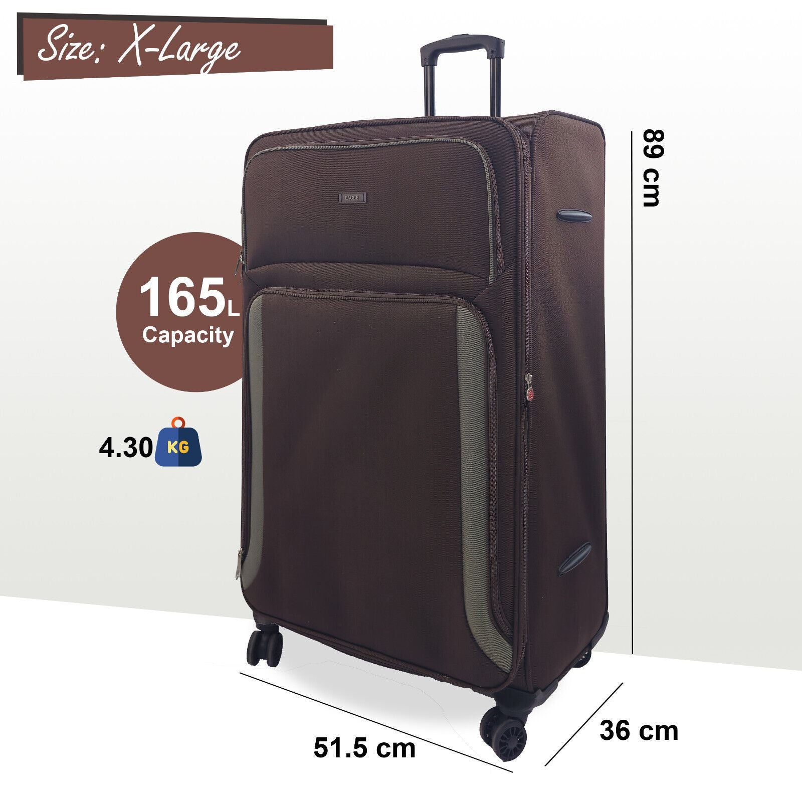 Ashland Extra Large Soft Shell Suitcase in Brown