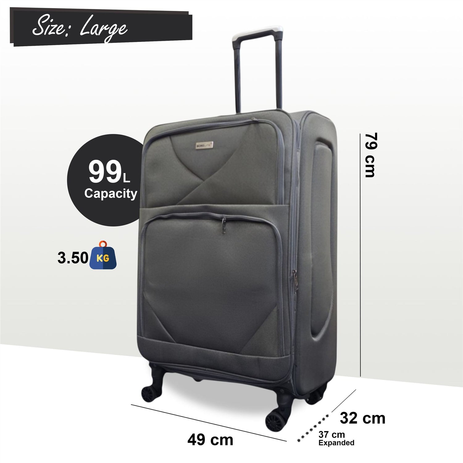 Nagoya Large Soft Shell Suitcase in Grey