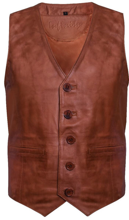 Mens Classic Leather Waistcoat-Grantham
