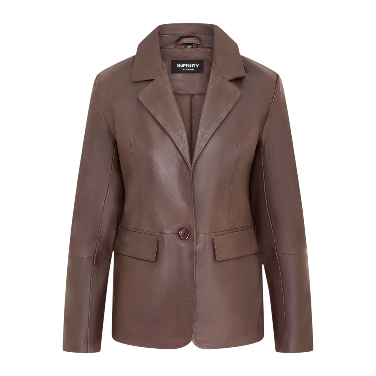 Womens One Button Leather Blazer Jacket-Newhaven