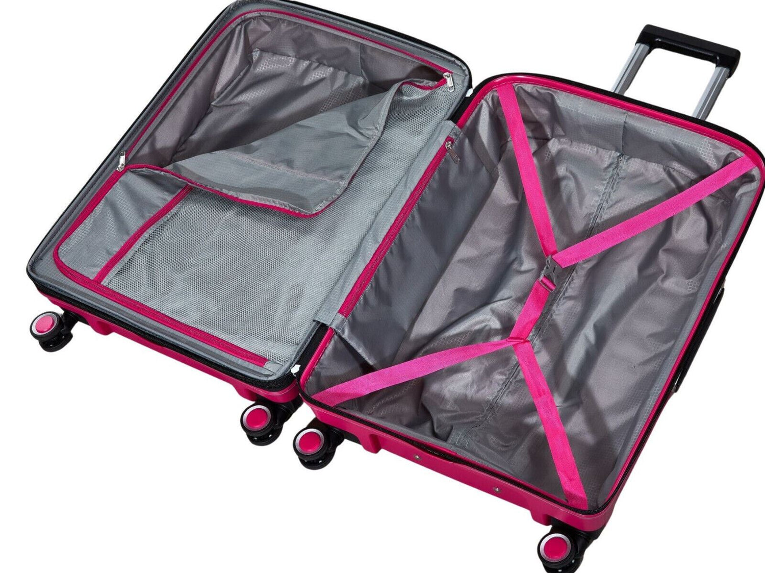 Hard Shell Classic Pink Suitcase Set 8 Wheel Cabin Luggage Trolley Travel Bag