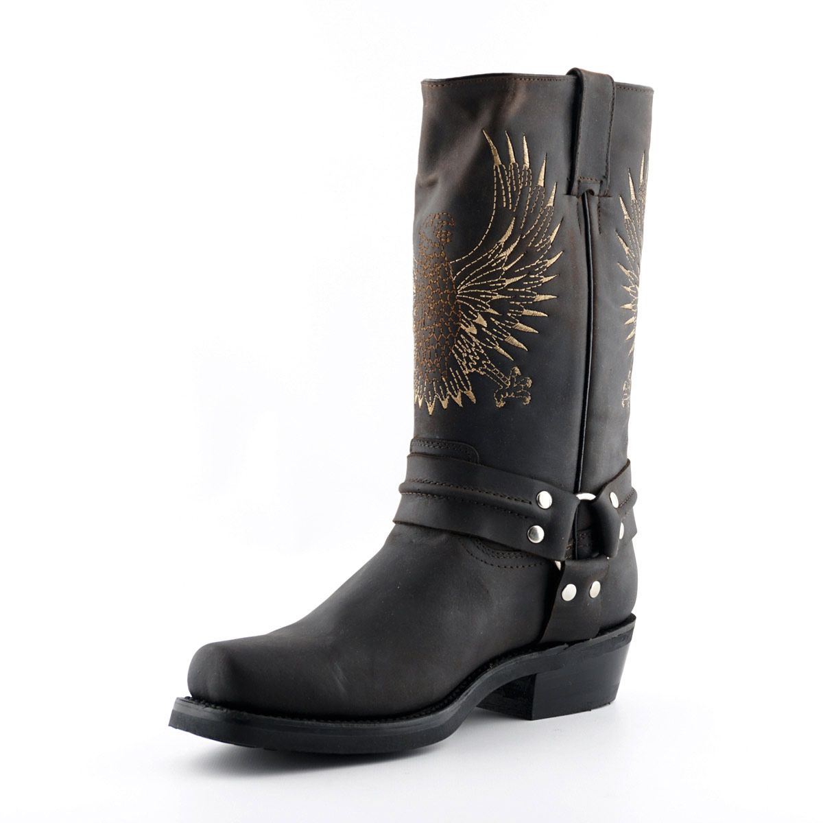 Grinders Mens Brown Leather Cowboy Boots-Bald Eagle