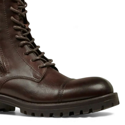 Windsorsmith Mens Marron Brown Leather Military Combat Boots - Willem