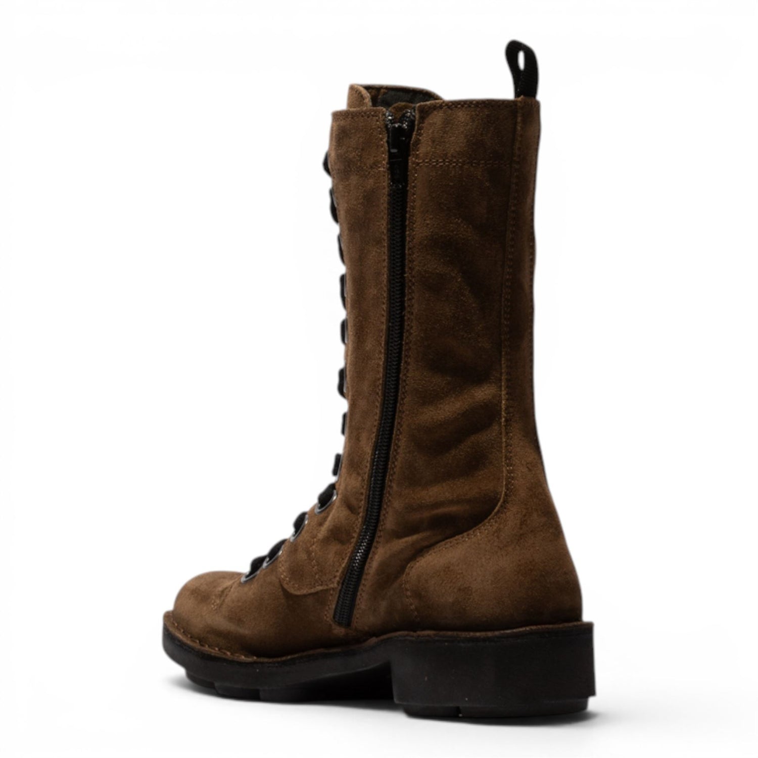 Fly London Women’s Brown Leather Lace-Up Combat Ankle Boots- NOLE176