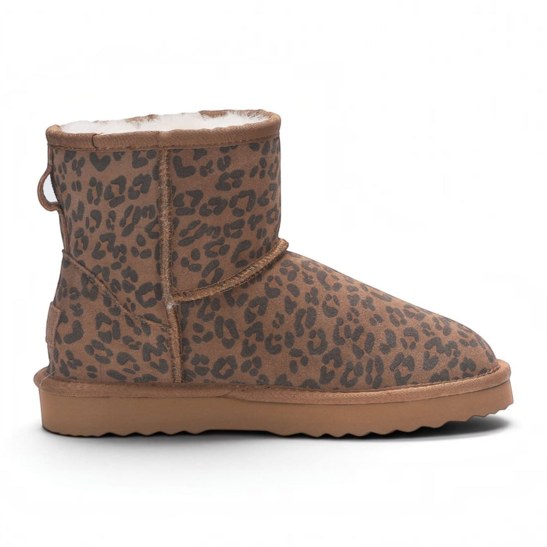 Women’s Leopard Print Genuine Sheepskin Real Fur Winter Ankle Boots - Frost