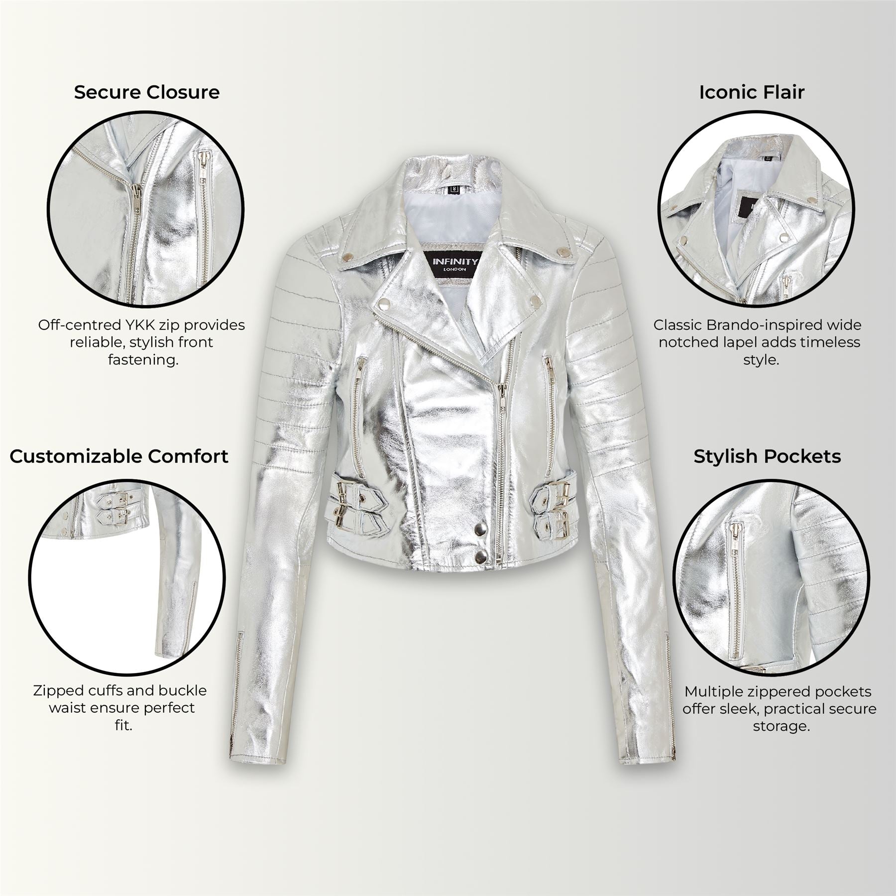 Womens Brando Cropped Leather Jacket-Longtown