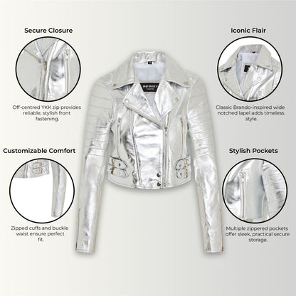 Womens Brando Cropped Leather Jacket-Longtown