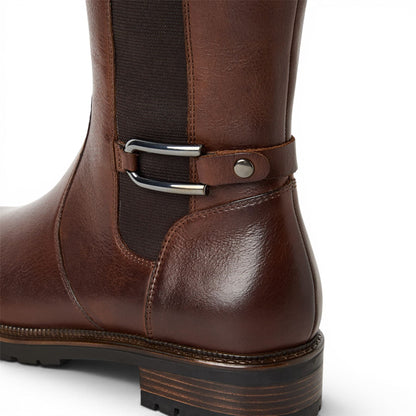Tamaris Women’s Brown Leather Knee High Platform Heel Long Boots - 25609-47