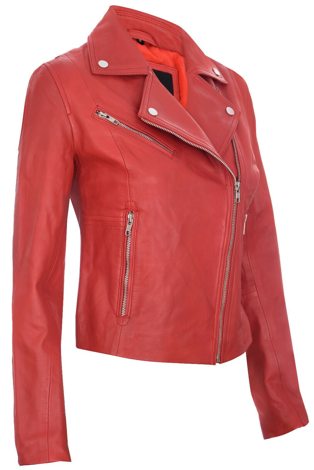 Womens Smart Leather Biker Jacket-Matlock - Upperclass Fashions 