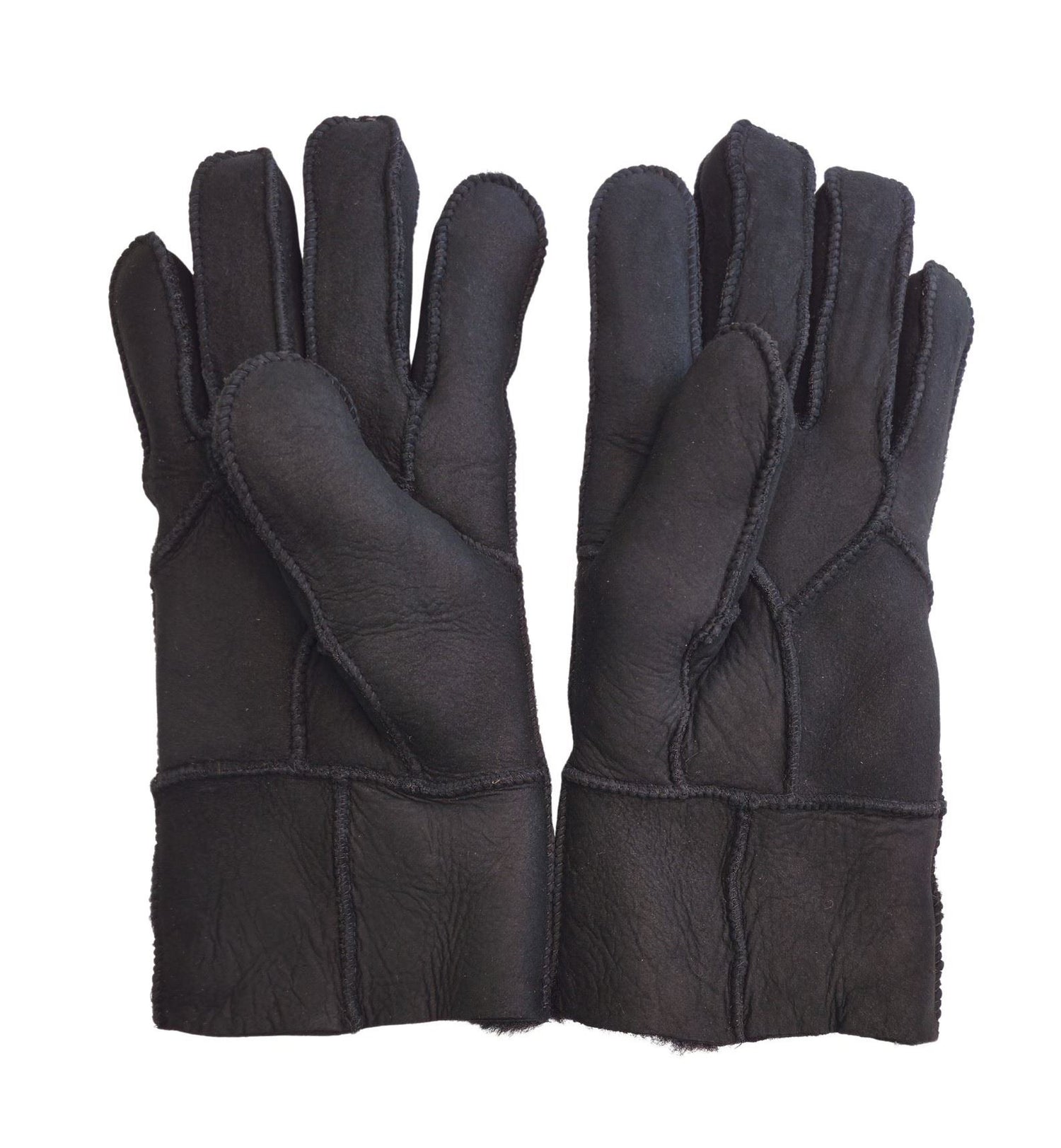 Unisex Sheepskin Suede Gloves with Roll Up/Down Cuff