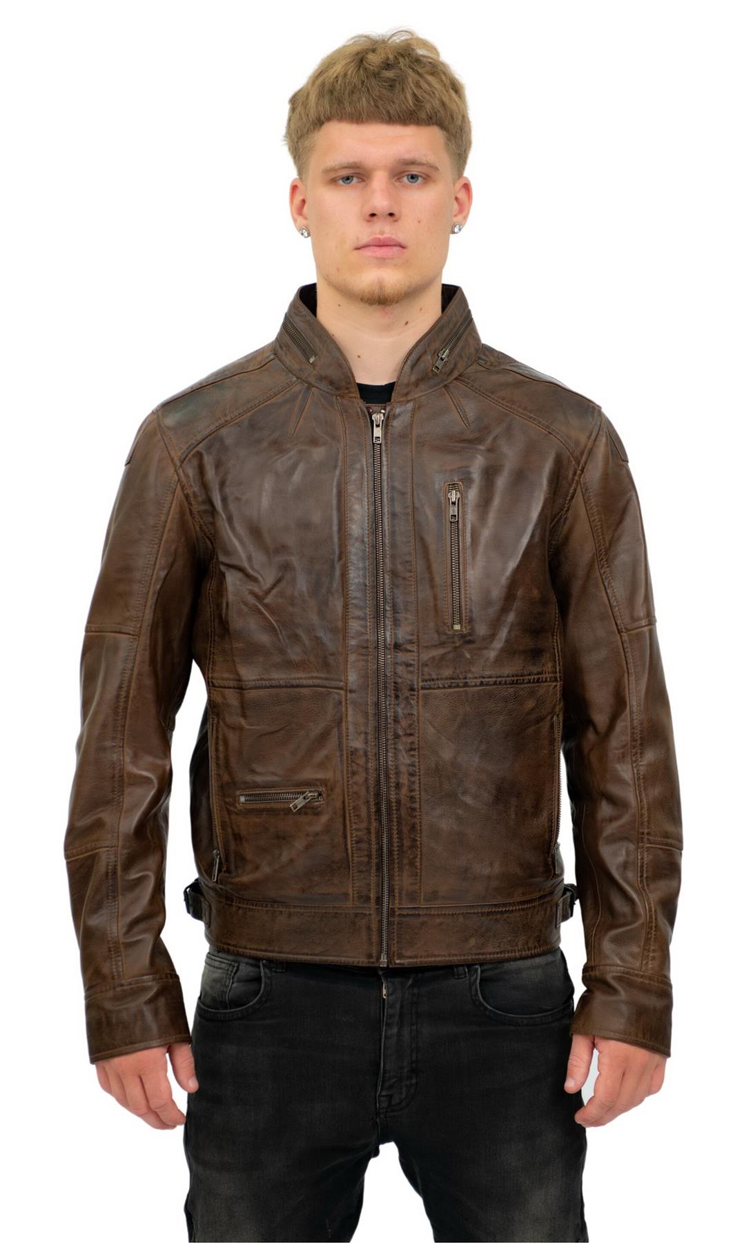 Mens Smart Biker Leather Jacket-Strood